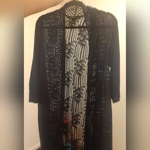 Elegant Black Open-Knit Women's Sweater